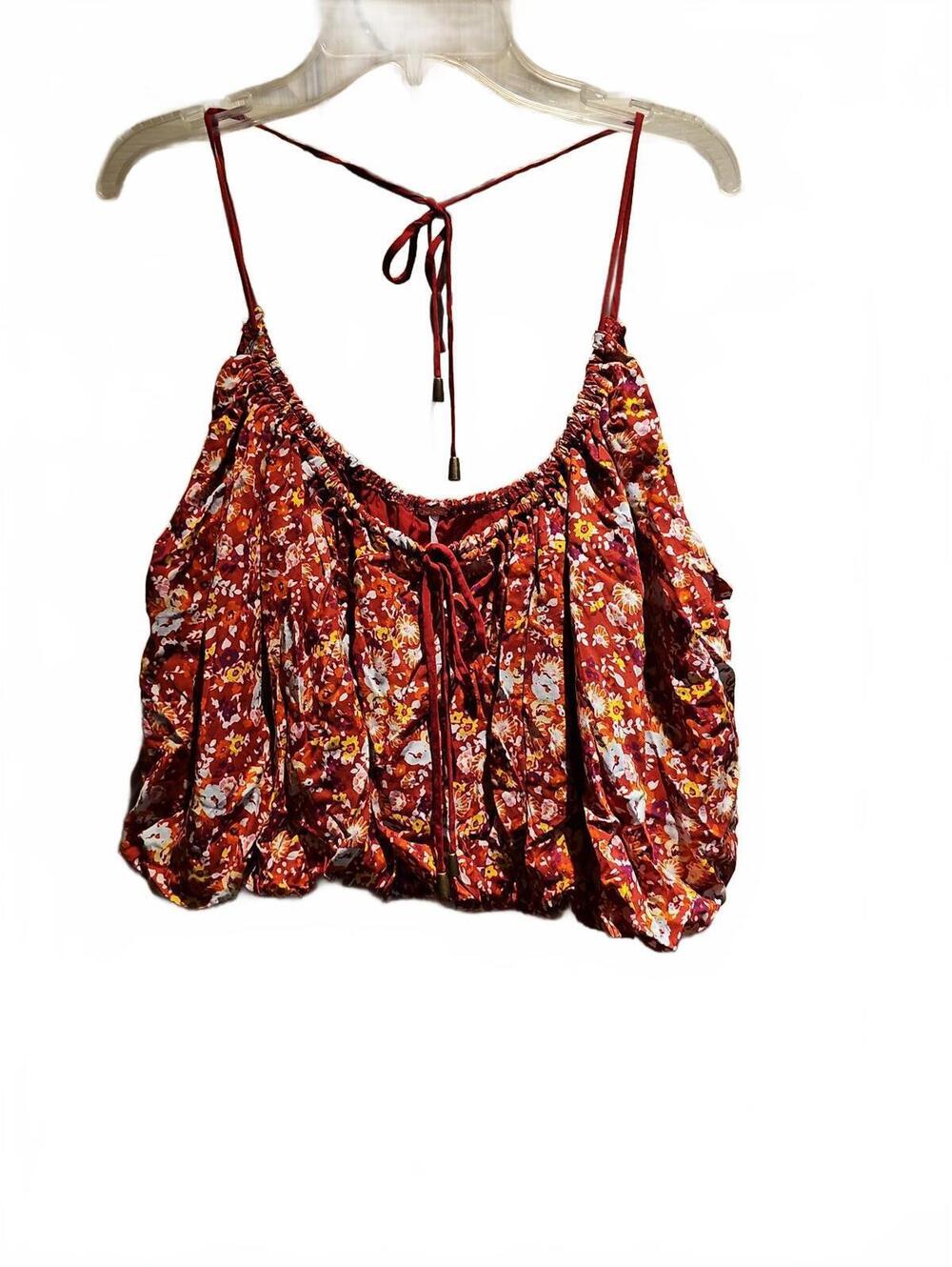 Free People Red Floral Cropped Daisy Babe Tank Small - Picture 3 of 11